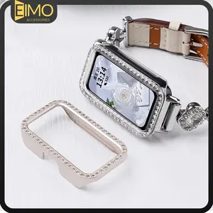 Bumper Case for Jam Tangan Smartwatch Huawei Band 10 Bling Diamond Hard PC Protective Cover Anti Gores Screen Protector Cover Accessories for Huawei Band 10 9 8