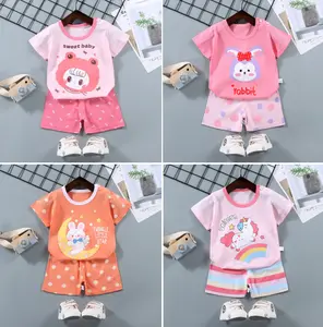 DIOEBABY Setelan Pendek Anak Bahan Katun/Baju Anak Perempuan 1 Set/Setelan Lengan Pendek
