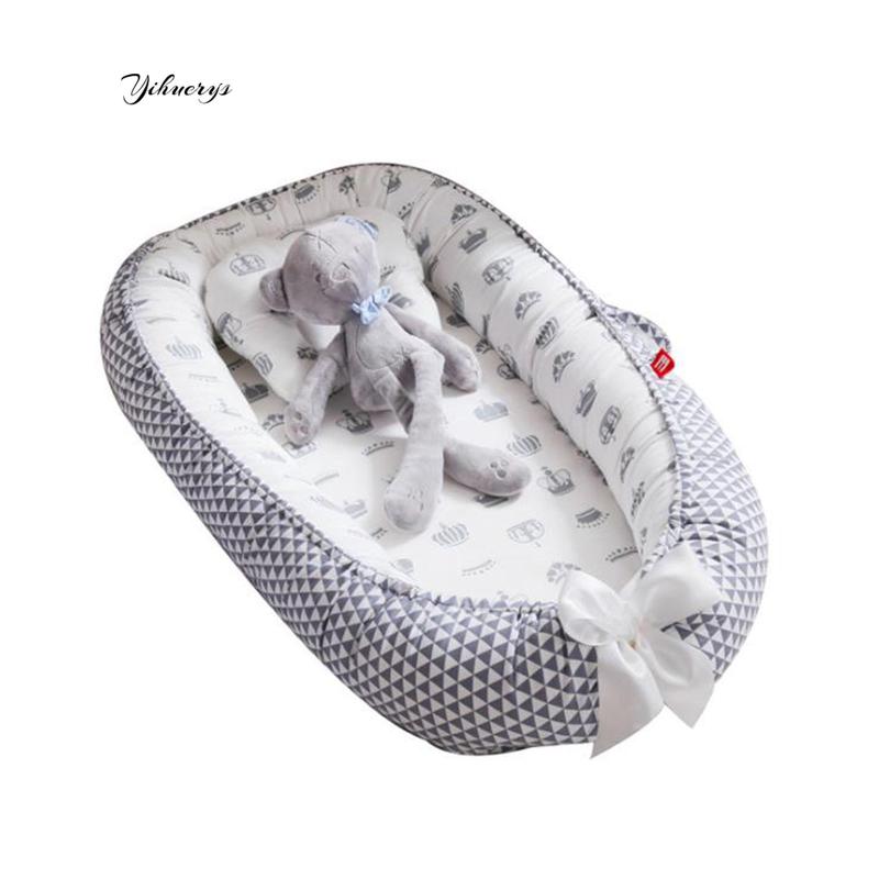 Baby Bed, Foldable Washable Floral Print Baby Cot Infant Bassinet with Pillow for Boys Girls 7