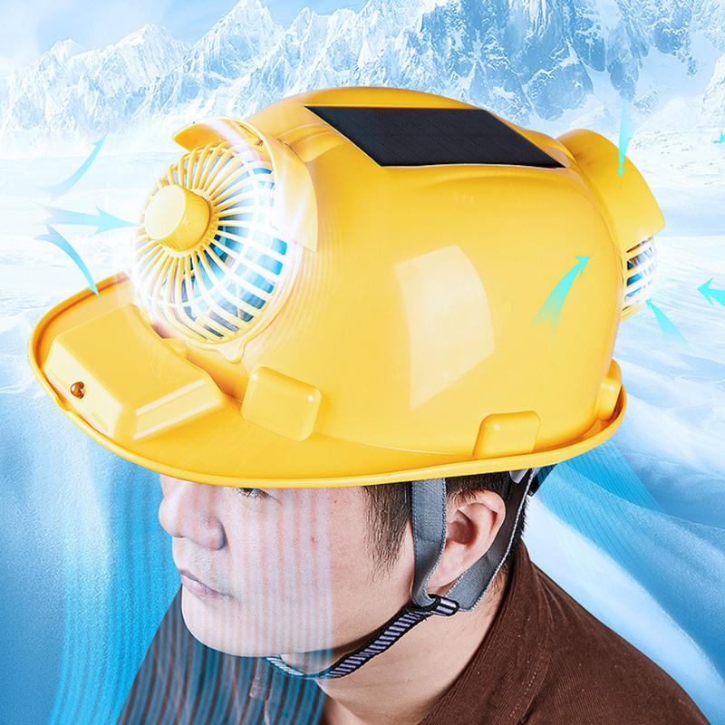 Mũ bảo hộ lao động có quạt, tích hợp đèn LED, sử dụng năng lượng mặt trời, pin 6000 mAh chạy trên 10h