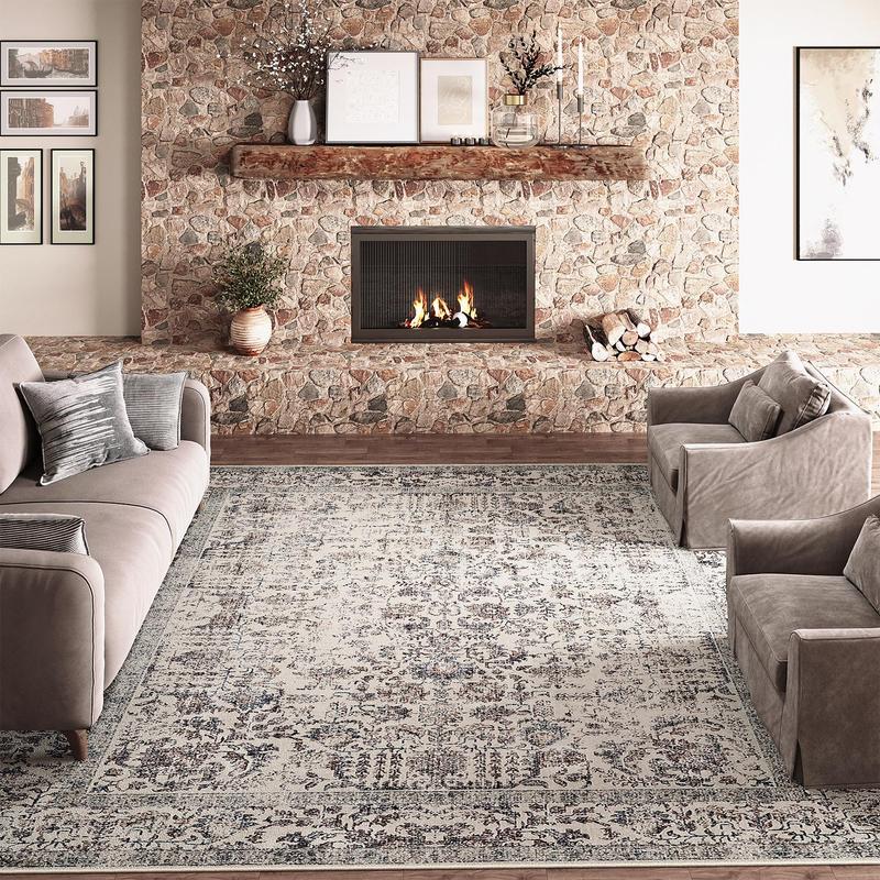 Geometric Pattern Room Decor Carpet, 1 Count Non-slip Soft Floor Mat, Lounge Rug Large Neutral, Machine Washable Decorative Rugs for Living Room Bedroom, Stocking Fillers Gift, Large Living Room Rugs, Kids Bedroom Rugs 4