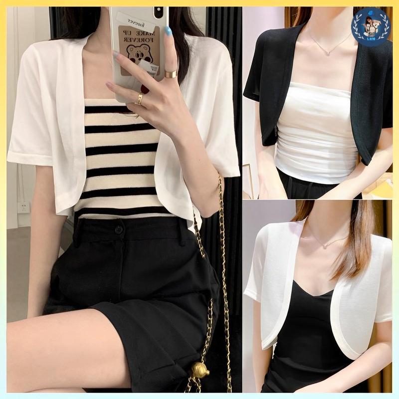 [A188] Áo KHOÁC ngoài len cardigan CROPTOP TAY NGẮN hàng dệt kim phong cách Pháp mềm mỏng dễ phối đồ - L2M (Top Croptop tingoan Women Nhung ) 【 hoa hồng  