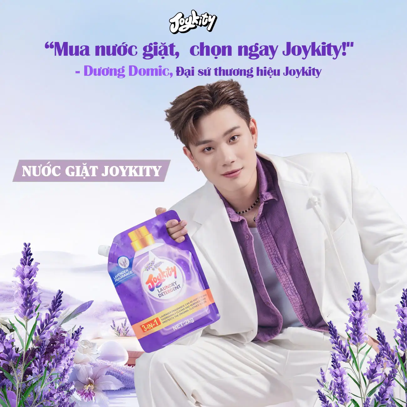 [Mua 1 Tặng 1] Nước Giặt Xả Joykity Hương Lavender Lưu Hương Thơm Lâu / Dịu Nhẹ An Toàn Cho Da / Làm Sạch Tốt / Làm Bền Màu Quần Áo (Túi 2Kg)