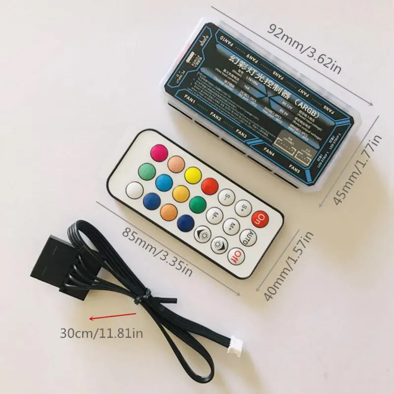 AEITTO RGB Chassis Fan, 12cm Desktop Computer Cooling Fan with Remote Control, Small 6Pin Mute Fan Cooler Radiator 2