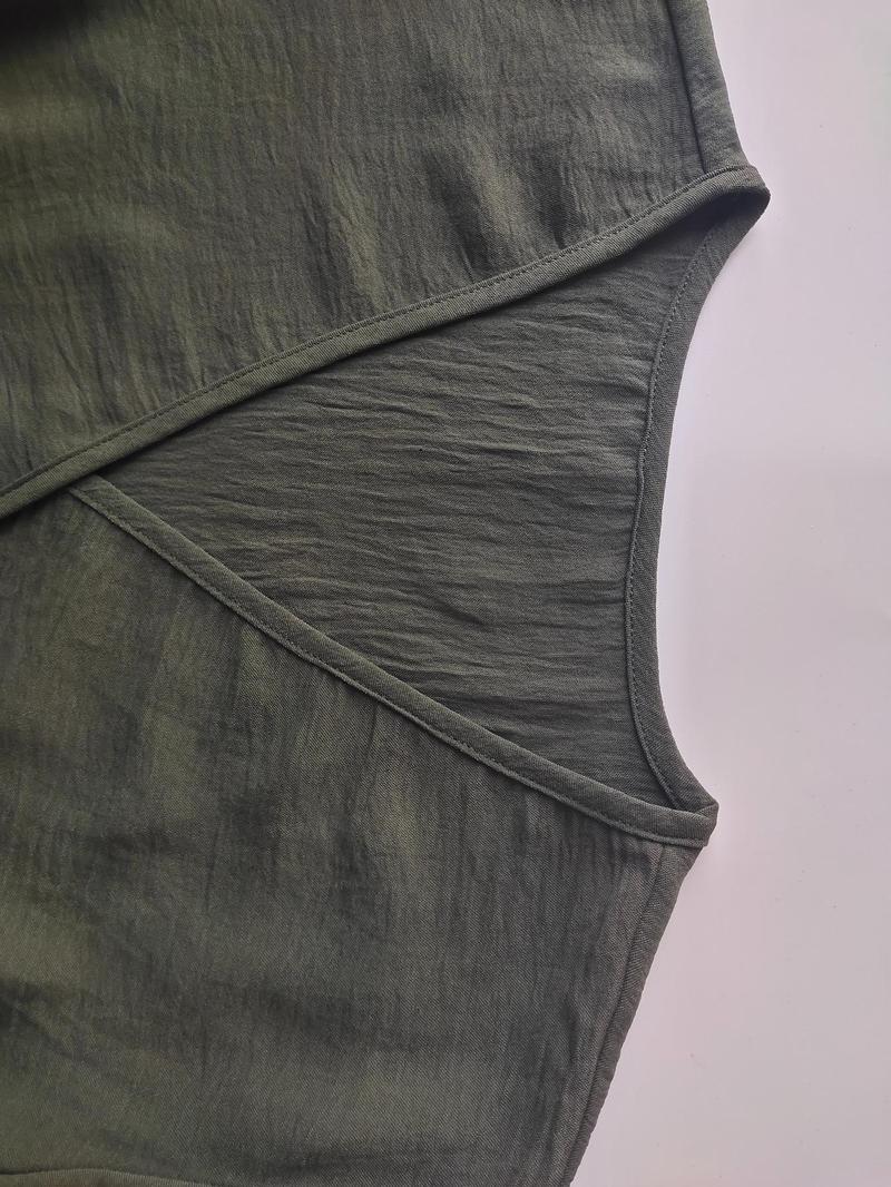Product Introduction of Women's Plain Split Thigh A Line Dress, Green Dress Lady, Boho Shirred Butterfly Sleeve Long Dress for Beach Holiday Vacation, Ladies Clothes for All Seasons, Summer Dresses 2025 12