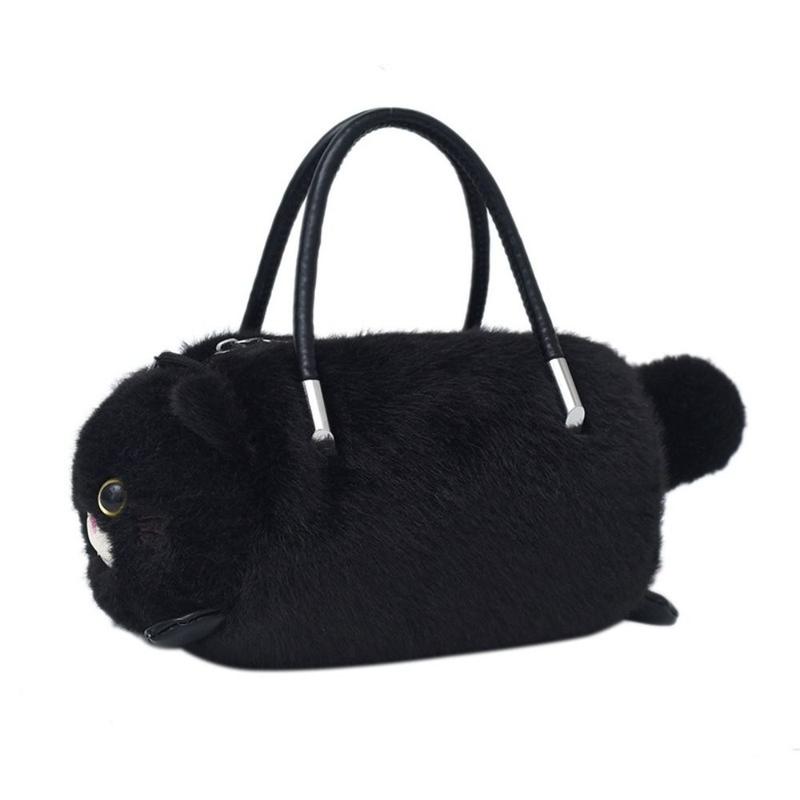 Product Introduction of Cute Cat Handbag Plush Large Capacity Shoulder Crossbody Bag Versatile Multicolor Bucket Bag 17