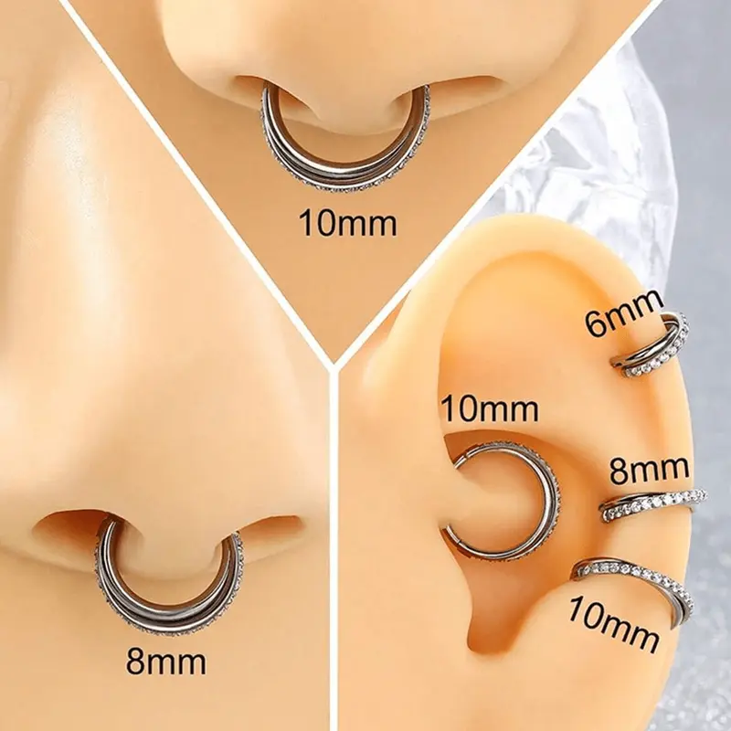 1pc 316L Stainless Steel Nose Ring Hoop 16G Conch Piercing Jewelry Clear CZ Double Helix Earring Tragus Daith Piercing Jewelry For Women 5