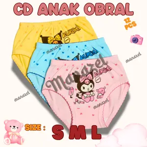 Obral 12 pcs ( 1 lusin ) Ce\lana Dalam Anak Cewek Motif Kartun KUROMI lucu Fashion
