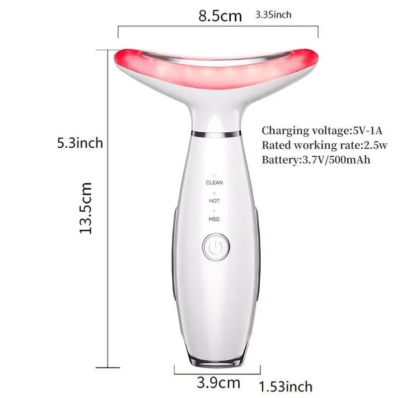 Portable 7 Color Facial & Neck Face Massager, 1 Box Vibrating Neck and Face Massager Tools, Electric Facial Skin Care Tool for Women 1