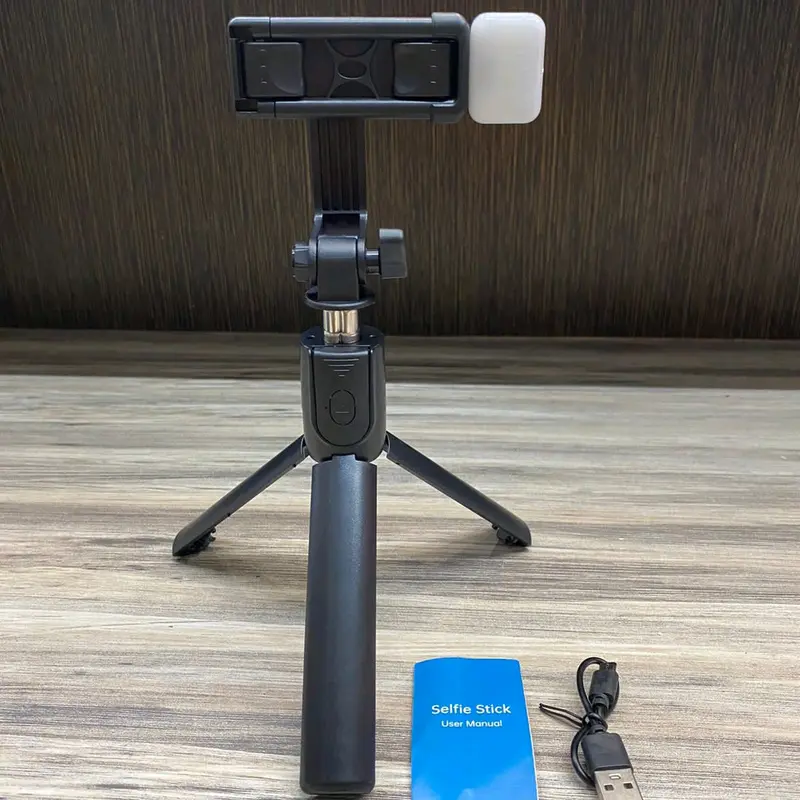 TRIPOD R1S + LED MINI SELFIE STICK + TOMSIS BLUETOOTH Lampu Remote Stainless Holder 2
