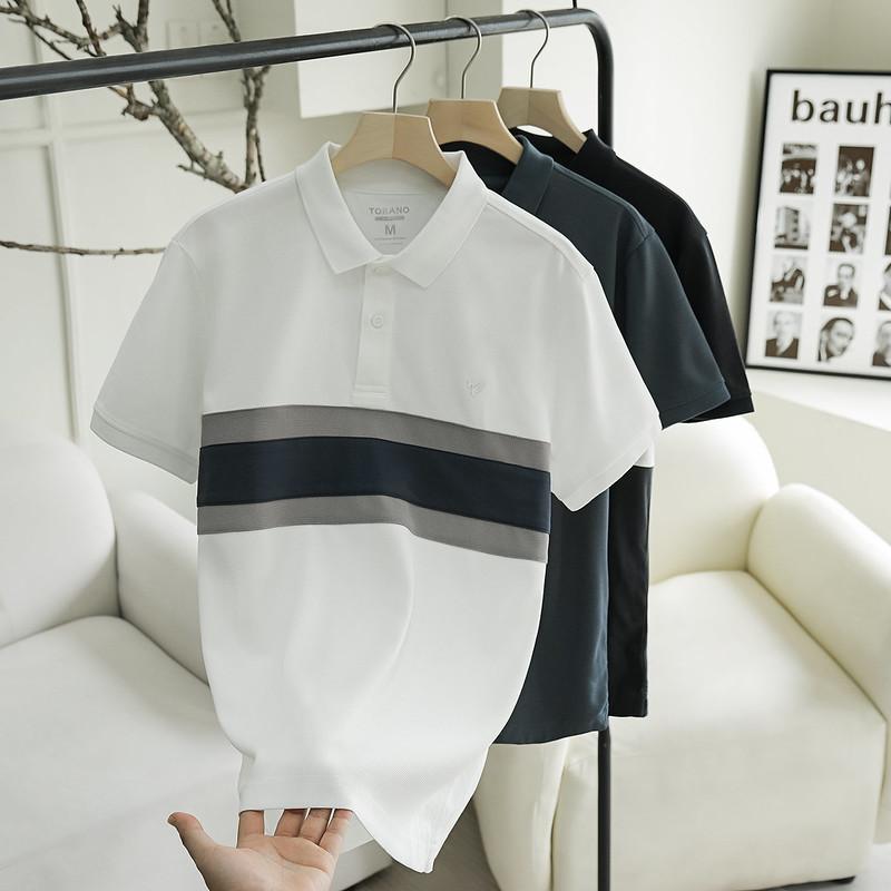 Áo Polo nam TORANO can phối 3 màu vải hiệu ứng chống nhăn Có Cổ chống nhăn FSTP022 Menswear Shirt