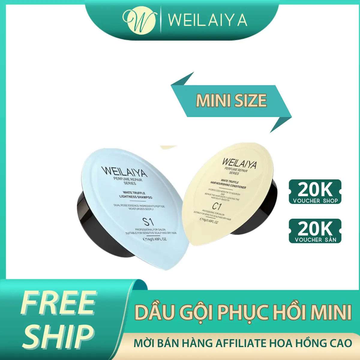 (Mini size)Bộ dầu gội phục hồi đa tầng Nấm Truffle, phục hồi tóc hư tổn Weilaiya