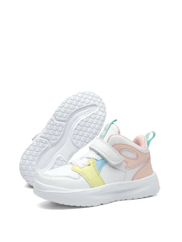Kid's Casual Colorblock Lace Up Front PU Leather Sneakers, Comfortable Sports Shoes, Fashion Sports Sneakers For Boys & Girls 1