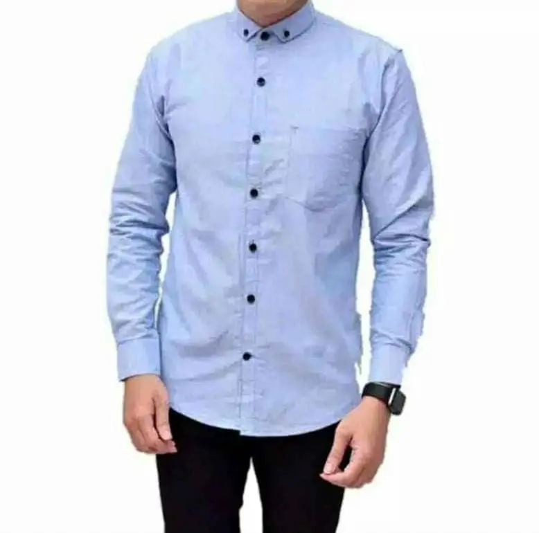 KEMEJA BIRU SOFT LOGO KEMEJA PUTIH LENGAN PANJANG KEMEJA HITAM Polos Hitam Katun 0