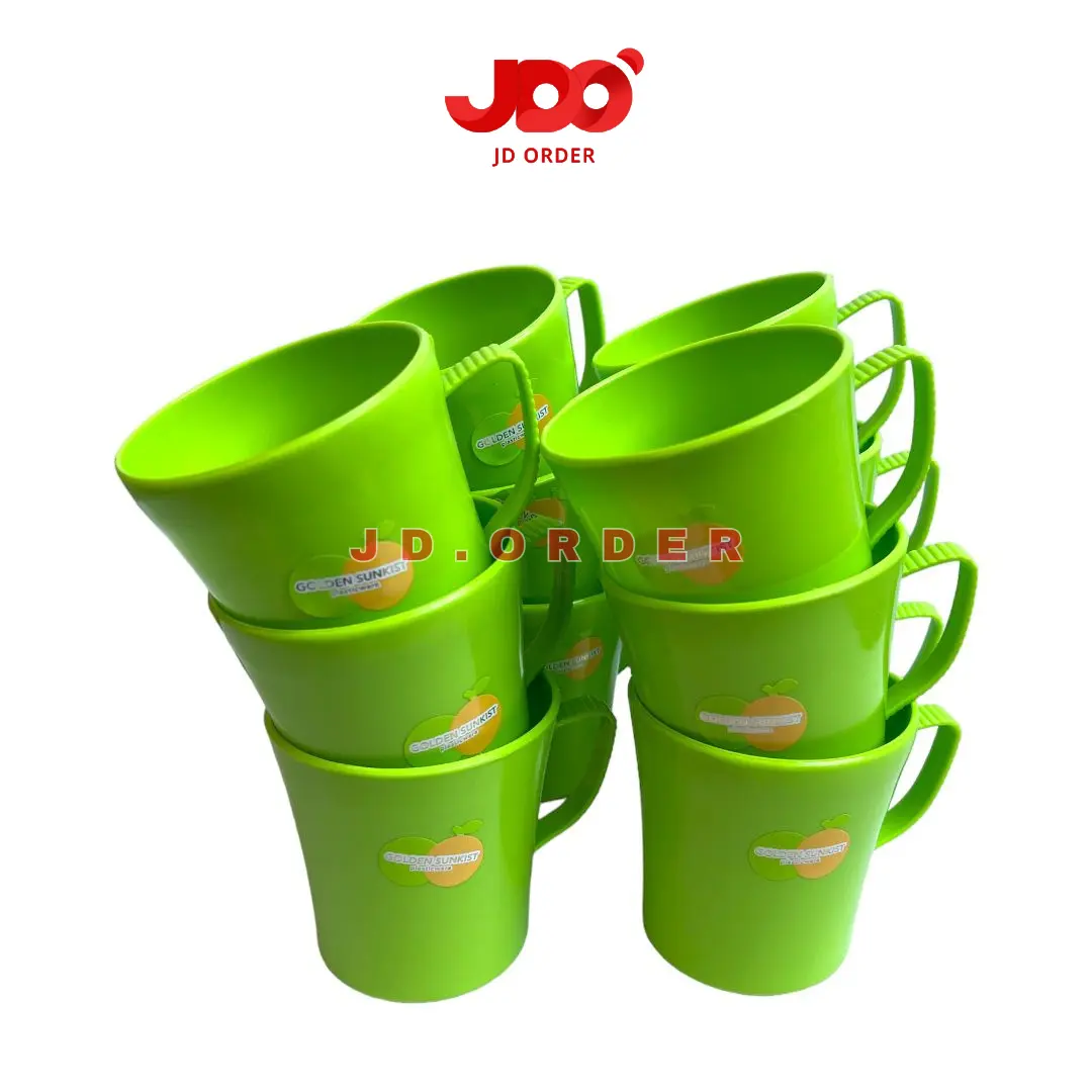 1 Lusin (12Pcs) Cangkir,Mug Air Minum Plastik Kapasitas 300ml Golden Sunkist MOK-7026 Kitchenware