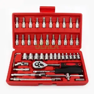 【COD】WRENCH PAS SOCKET SET 1/4 CAR REPAIR TOOL 46 PCS SOCKET TOOL KIT BAHAN KUAT PAS RING L OLL-JL1046