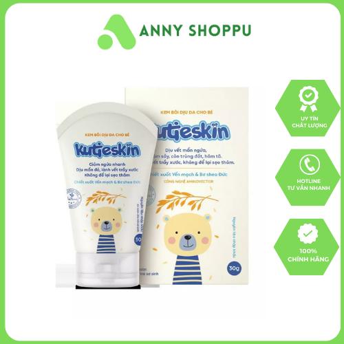 KUTIESKIN Kem bôi dịu da, mẩn ngứa, hăm, rôm sảy muỗi đốt côn trùng cắn, giành cho da bé sơ sinh và trẻ nhỏ bị tuýp 30gr