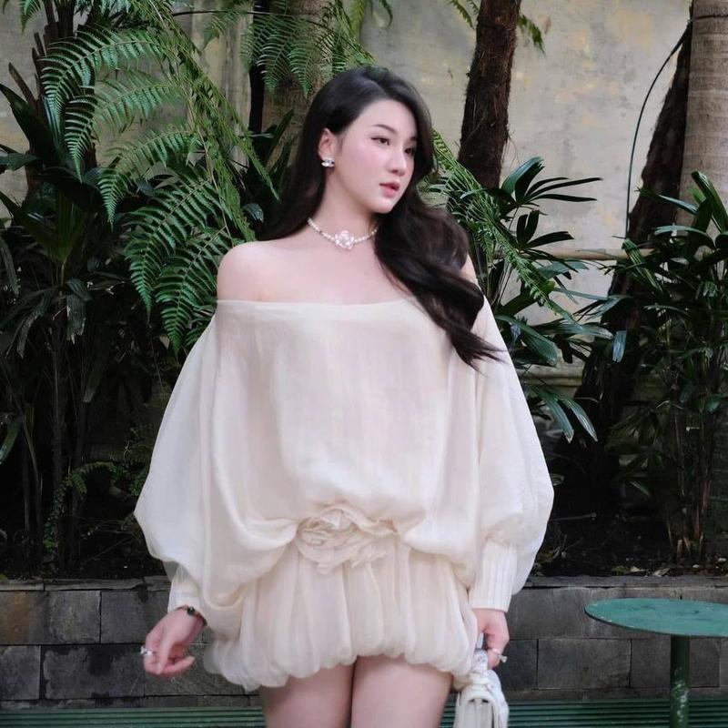 KC1601 Đầm Tơ Bẹt Vai Thiết Kế Phom Bí Siêu Đẹp Đính Hoa Eo, Đầm Váy Đi Chơi Dự Tiệc Nhẹ Nhàng Sang Trọng