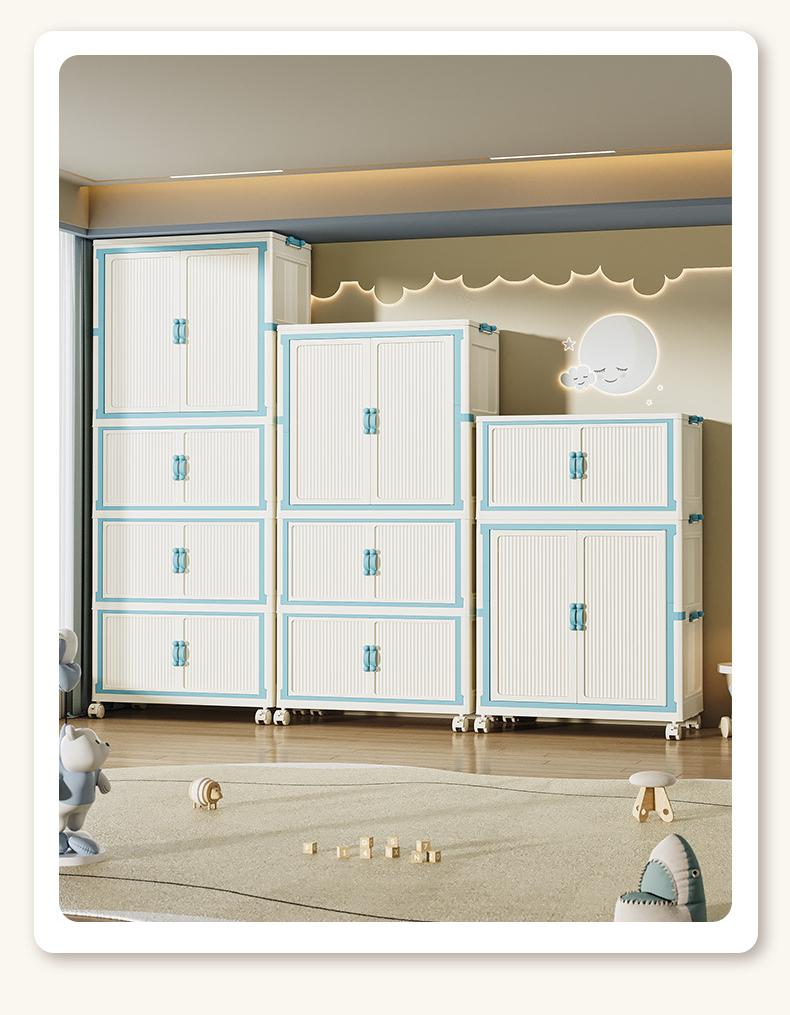 Product Introduction of Household Wardrobe Installation-Free Clothing Storage Cabinets Open Door Foldable Transparent Storage Box Multi-Layer Plastic Locker Organiser 5