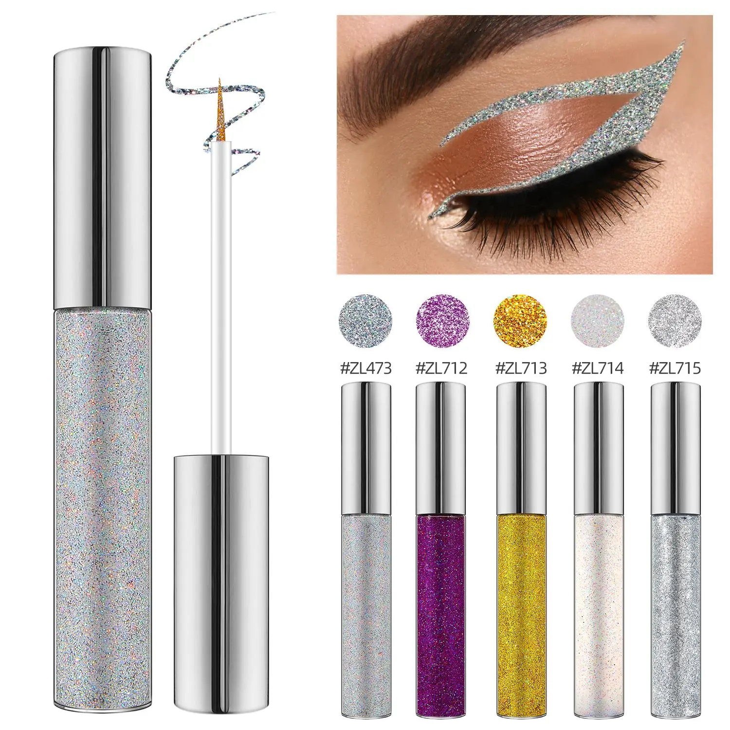 Glitter Liquid Eyeliner, 1 Count Long Lasting Shimmering Eyeliner, Sparkling Eye Makeup Products for Women & Girls, Eye Cosmetic