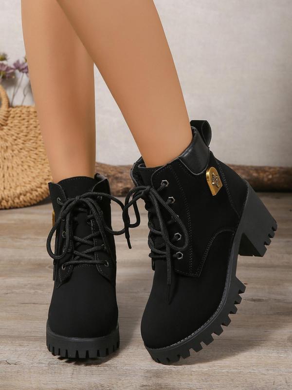 Women's Fashionable Lace Up Ankle Boots, Casual Comfortable Boots for Daily Wear, Valentine's Day Gift for Her, Perfect for Students and Outdoor Sports 2