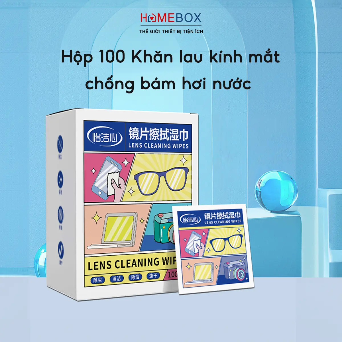 COMBO 2 Hộp 200 Khăn lau kính mắt kính cận chống bụi bẩn, Giấy lau kính nano chống sương mờ vân tay, bụi bẩn tiện lợi