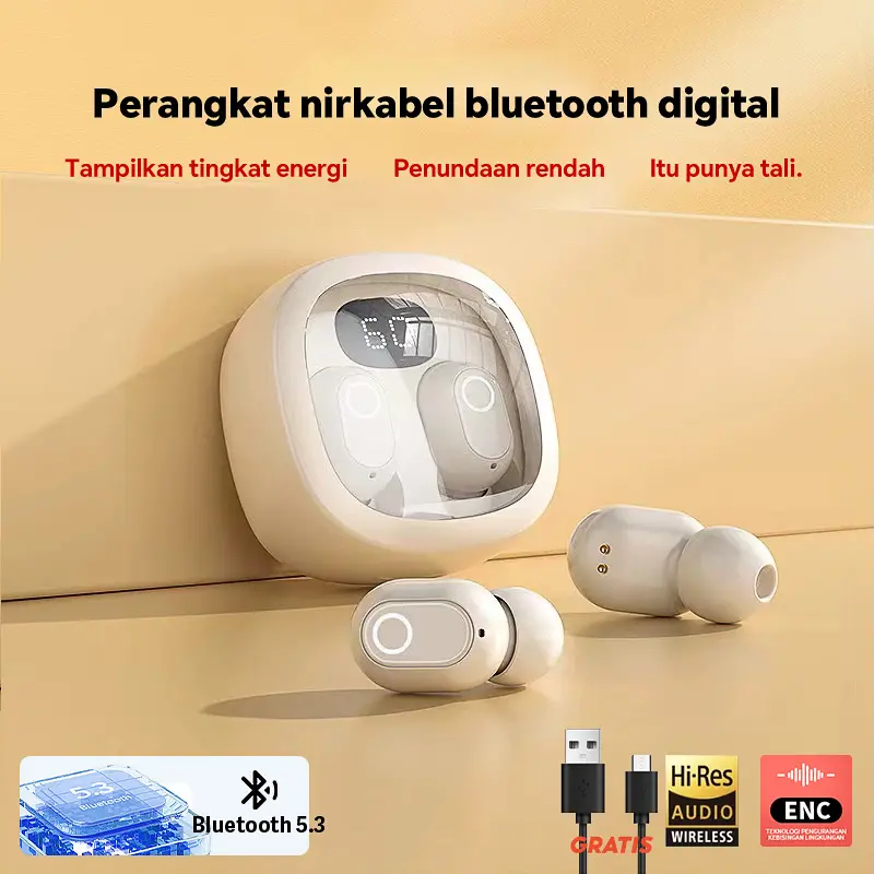 S03 TWS Headset Bluetooth 5.4 Sport/Game Low Delay Super Bass Dual HiFi Stereo Kontrol Sentuh Earbuds With Mini Earbuds In