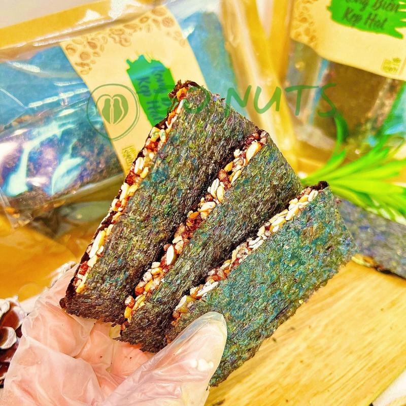 Rong biển kẹp hạt GO NUTS không đường tạo ngọt bằng mật ong, bánh hạt mix ngũ cốc dinh dưỡng