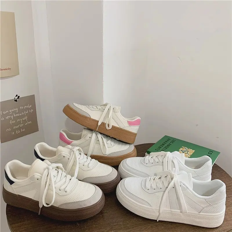 Giày Tập Luyện Đức Dễ Phối Đồ Dành Cho Nữ, Bộ Sưu Tập Xuân Thu Mới, Phong Cách Mỹ, Thiết Kế Cổ Điển Hồng Kông Độc Đáo, Thoáng Khí, Giày Trắng Thường Ngày Năm 2025