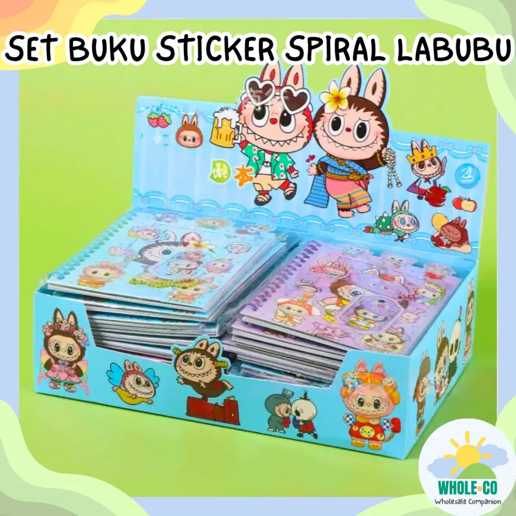 Set Buku Stiker Spiral Labubu Premium Sticker Pack Monster Aesthetic Tahan Air Pastel Hewan Lucu Unik Imut Termurah Grosir Cod