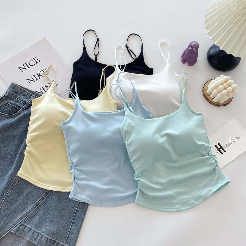 Product Introduction of [ 86k People Collection] Pure Desire Sweet and Spicy Camisole for Women, Inner Wear and Outer Wear, Beautiful Back Strap, Chest Pad, Ruched Design, Slim Fit, Flattering Top for Women 17