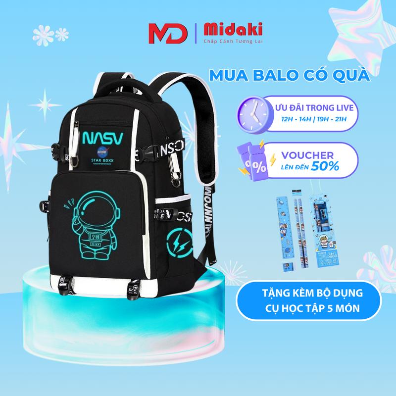 Balo Đi Học Tiểu Học Cấp 1 Nam Nữ Phản Quang Phi Hành Gia - Backpack, Đeo Vai Da cặp học sinh