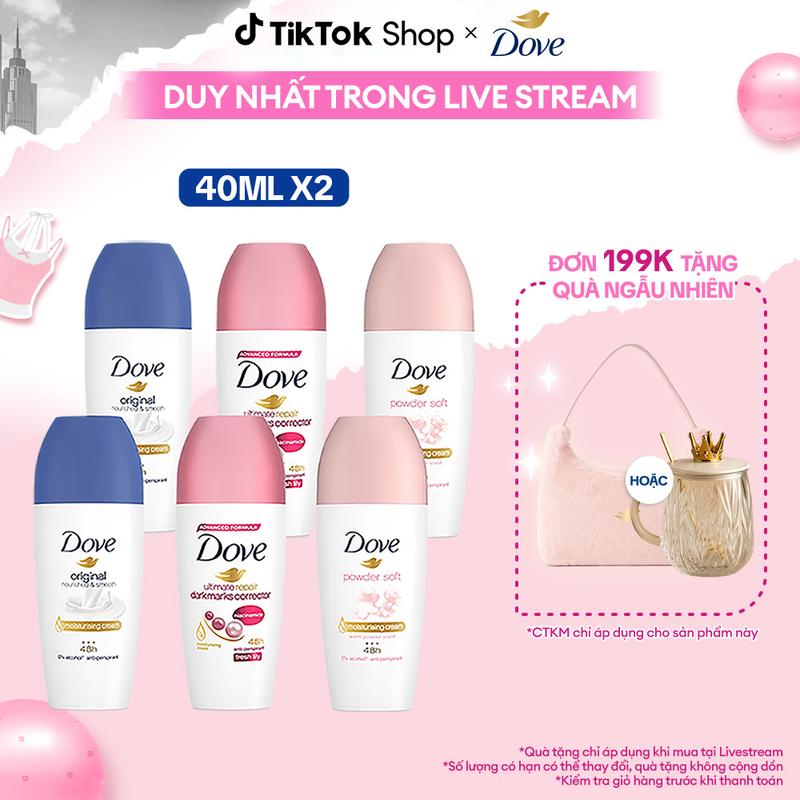   KOL Live 2  Combo 2 Chai Lăn khử mùi Dove dưỡng da sáng mịn dành cho nữ 40mlx2  2  