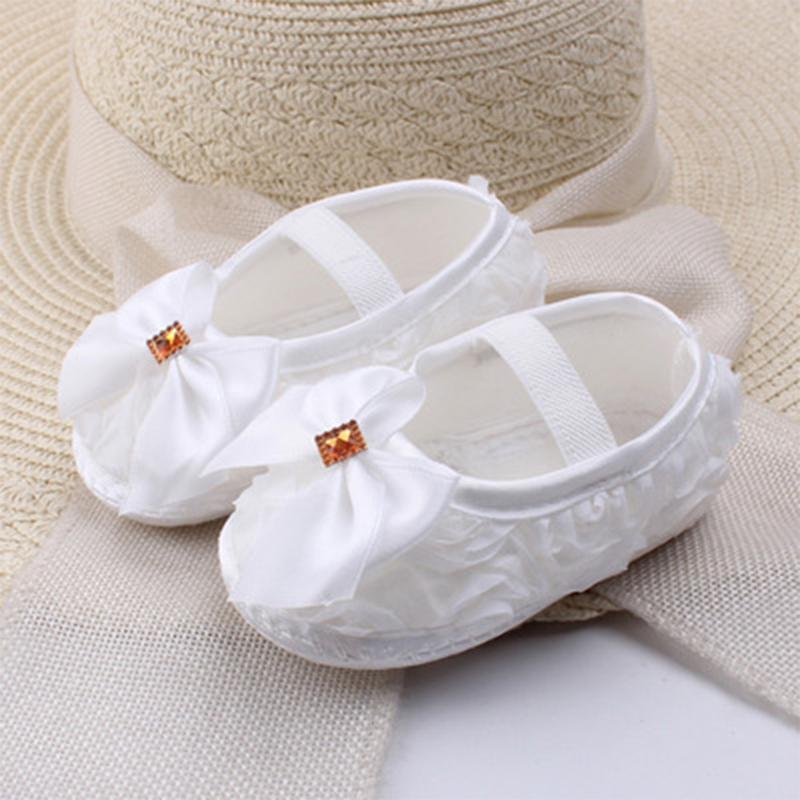 Giày Công Chúa Cho Trẻ Sơ Sinh, Đế Mềm, Cho Em Bé Gái, Thiết Kế Thắt Nơ Hoa, Làm Bằng Satin, Giày Cũi, Dễ Thương, Không Trơn Trượt, Có Ren, Dép Prewalker, Thích Hợp Cho Độ Tuổi: 0-18 M 0