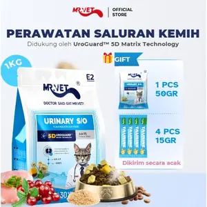 [NEW] Mr. Vet Makanan Kucing Kering Urinary Care E2 1kg （GIFT 50g+4*15g Cat Treats） UroGuard 5 Dimensi Perlindungan Ginjal Kuat