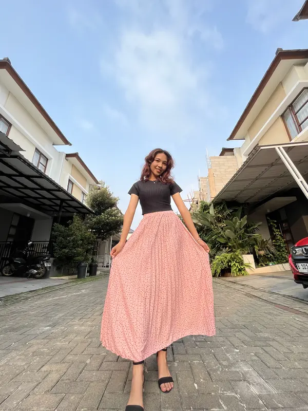 Syahnaz Plisket - Mayung Motif Bercak Abstrak - Hyget Premium - Rok wanita Karet Panjang Bawahan 6