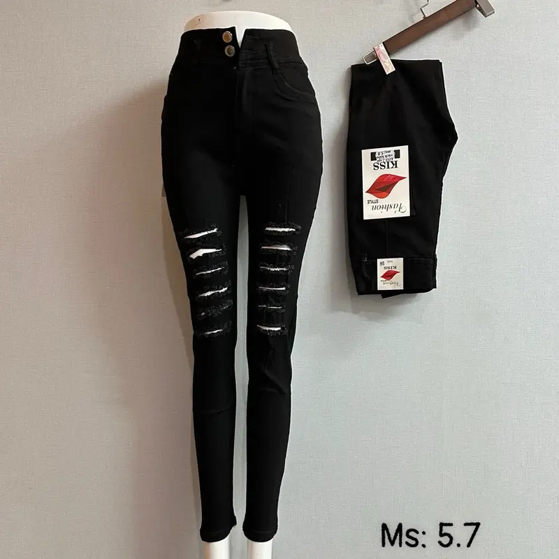 Quần Jean Đen Nữ Rách 6 Đường (4.6) (Chất vải Co Giãn) Đủ size 26-30 1