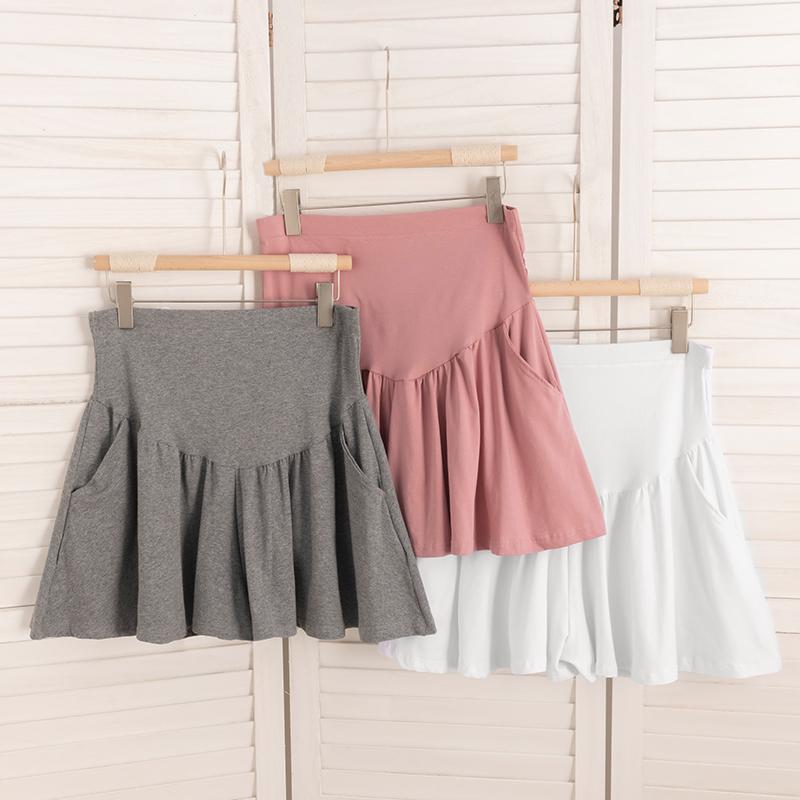 T70100# Maternity Trousers A Line Dress Pleated Design Skirts Korean Style Spring Autumn Outerwear Summer Women Clothing Pregnant Pants 2