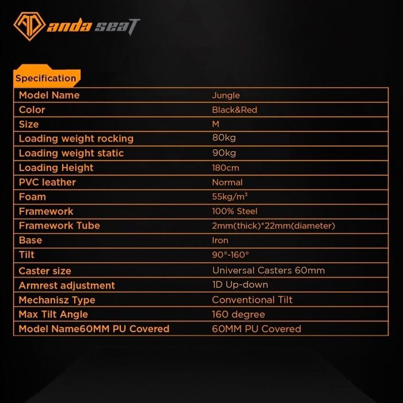 AndaSeat Jungle Series Premium Kursi Gaming Chair Black 4