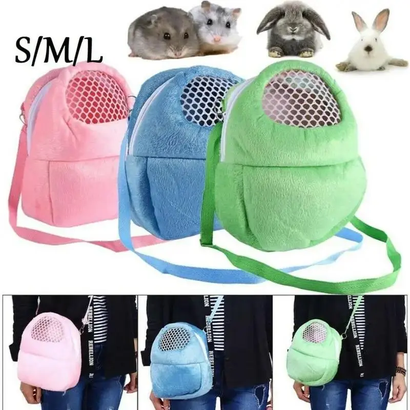 Hamster Travel Carrier Bag Chinchilla Guinea Pig Bunny Breathable Carrier Cage Warm Soft Travel Walking Small Animal Carrier