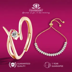 OS3-D185 Set Cincin & Gelang Wanita Cranberry Jewelry Premium Lapis Emas 18k Anti Luntur Anti Berubah Warna Garansi 1 Tahun Resmi Size Adjustable Kualitas Grade Terbaru Aksesoris Perhiasan COD