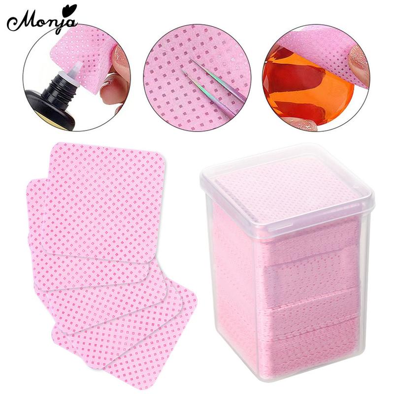Monja 200pcs/Box Lint Free Nail Wipes Nail Polish Remover Cotton Wipes UV Gel Tips Remover Cleaner Paper Pad Nails Polish Art Cleaning Manicure Tools 1