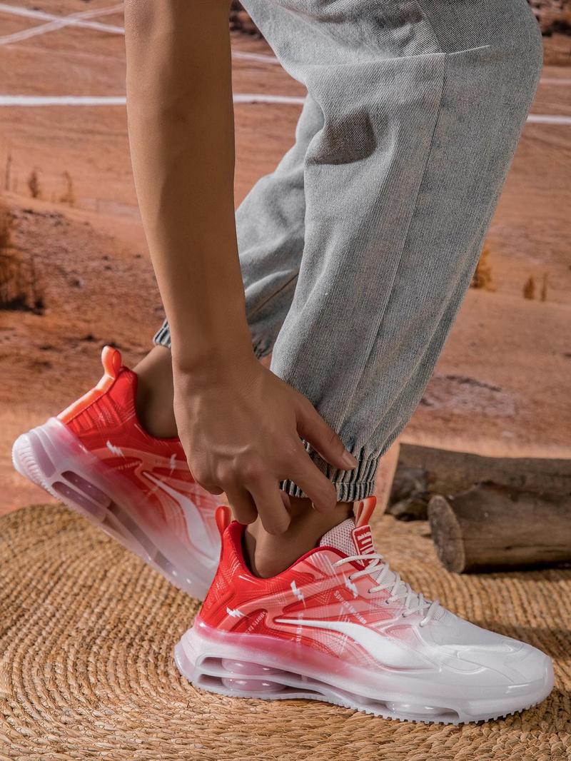 Product Introduction of Men's Fashionable Ombre Pattern Lace Up Air Cushion Running Shoes, Casual Breathable Comfortable Wear-Resistant Sports Shoes, All-Match Outdoor Running Shoes for Daily Wear 2