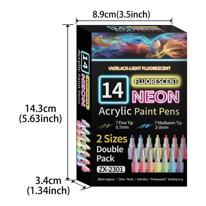 Neon Acrylic Paint Pen, 14pcs/set Double Pack Of Both Extra Neon Acrylic Paint Pen, 14pcs/set Double Pack Of Both Extra