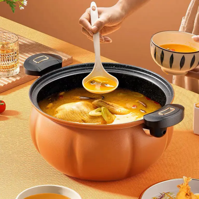 Nồi Áp Suất Bí Ngô Chống Dính 8L Thông Minh - Nồi Hầm 4in1 Hầm Gà, Cháo, Nồi Chiên, Xào Nấu Đa Năng 3