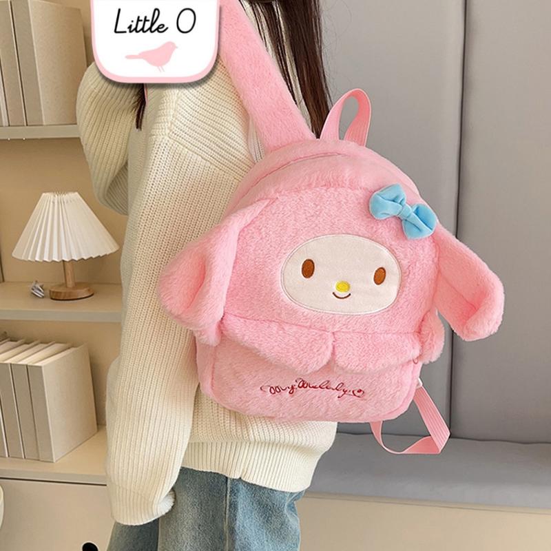 Ransel Backpack Sanrio Tas Bulu Halus Premium Tas Sekolah Anak Cinnamorol Mymelody Kuromi Tas Boneka 7