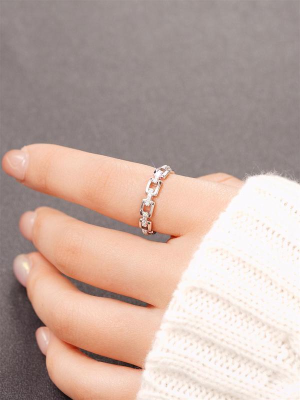 925 Sterling Silver Fashion Rhinestone Decorated Ring, Elegant Jewelry for Women, Fashion Jewelry for Party, Daily Clothing Decor, Trendy All-match & Exquisite Jewelry for Birthday Gift 6