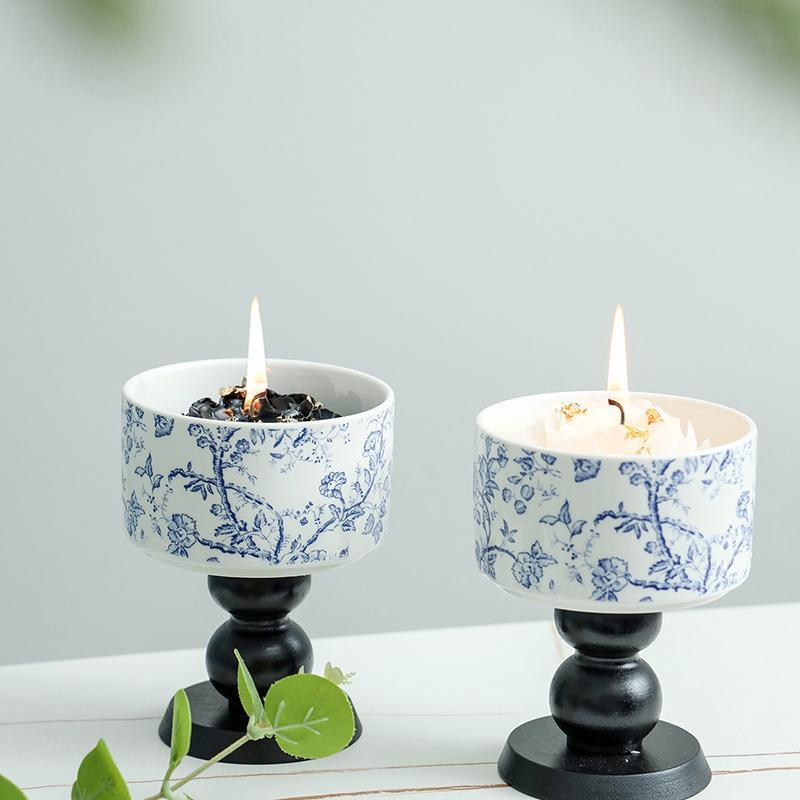 Peony Flower Design Candle Holder, 1 Count Vintage Candle Holder with Candle Wick, Aromatherapy Candle for Home Decor, Vanity Decor Accessories, Ornaments 2