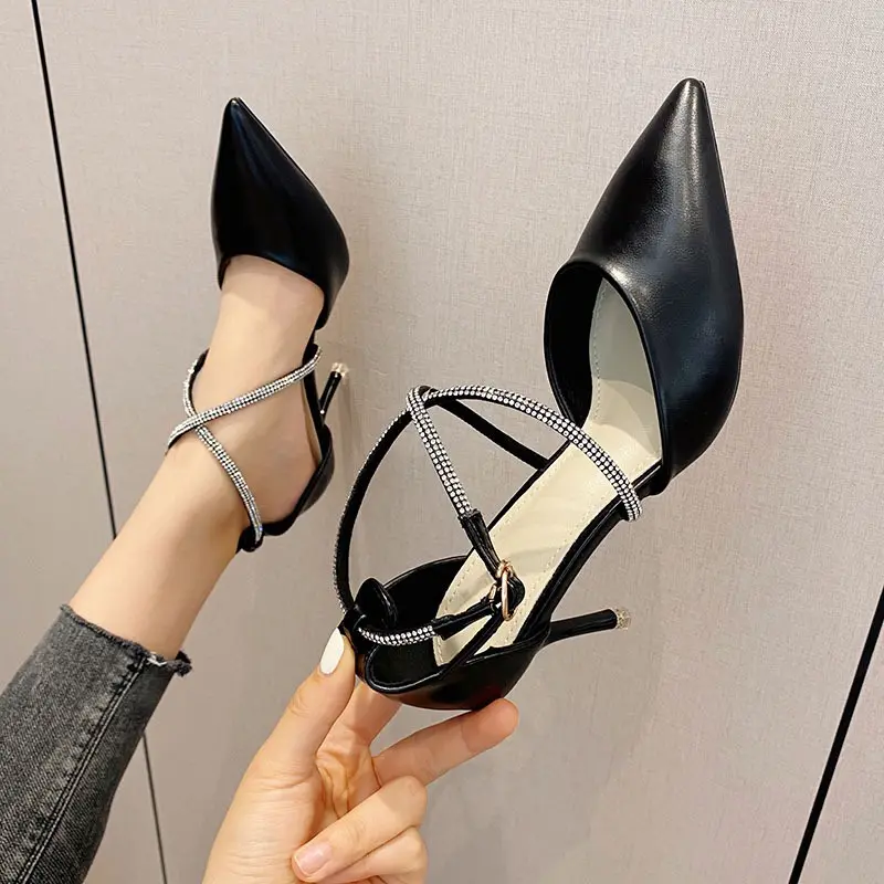 Giày cao gót mũi nhọn 7-8 cm, giày cao gót dây dá bắt chéo - mã C23 Nữ Shoes DéP Jean