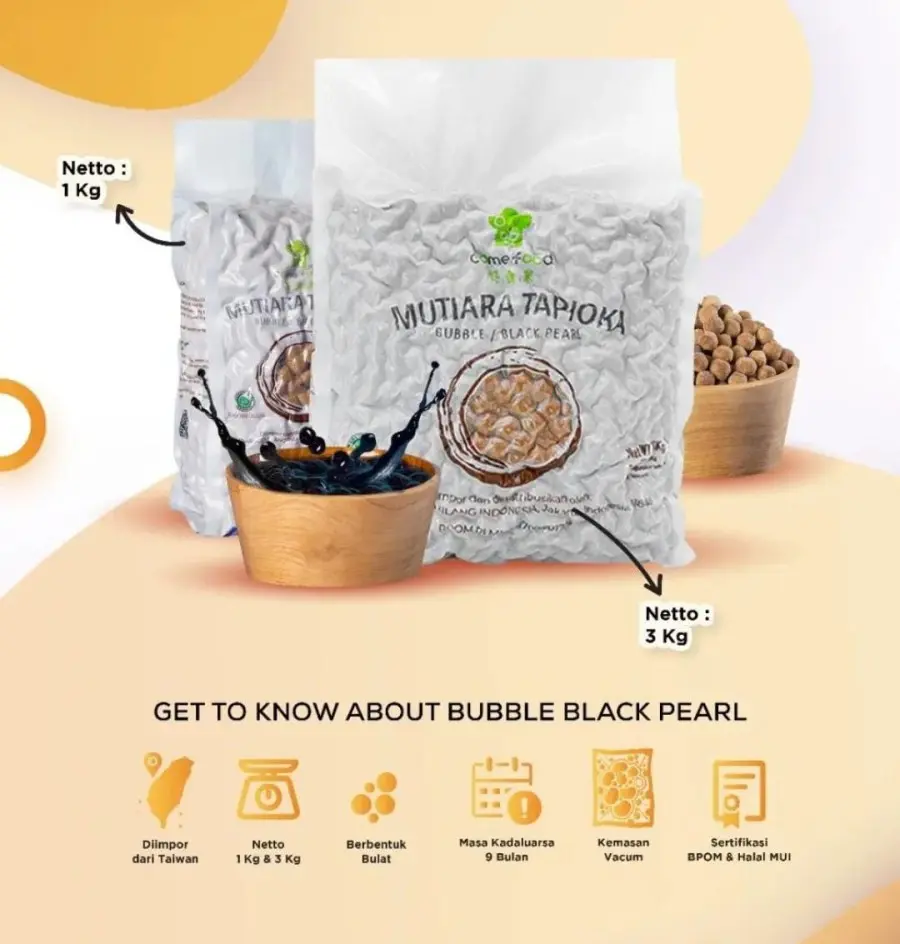 come food tapioca tapioka black Pearl boba Bubble import taiwan 1kg 1 kg 3kg